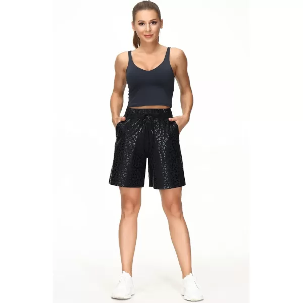 THE GYM PEOPLE Womens Running Shorts with Loose Fit Drawstring and Deep PocketsBlack Leopard