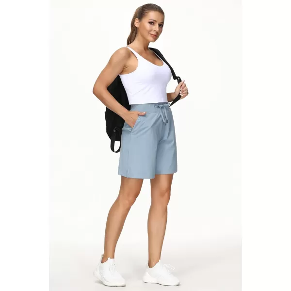 THE GYM PEOPLE Womens Running Shorts with Loose Fit Drawstring and Deep PocketsLight Blue