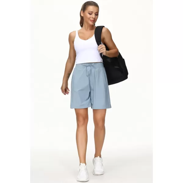 THE GYM PEOPLE Womens Running Shorts with Loose Fit Drawstring and Deep PocketsLight Blue
