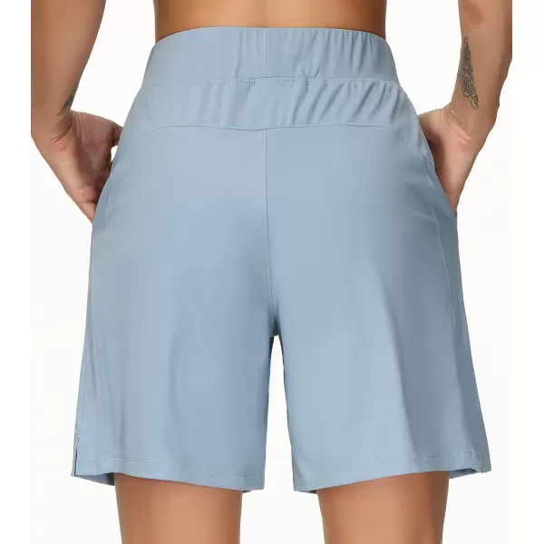THE GYM PEOPLE Womens Running Shorts with Loose Fit Drawstring and Deep PocketsLight Blue