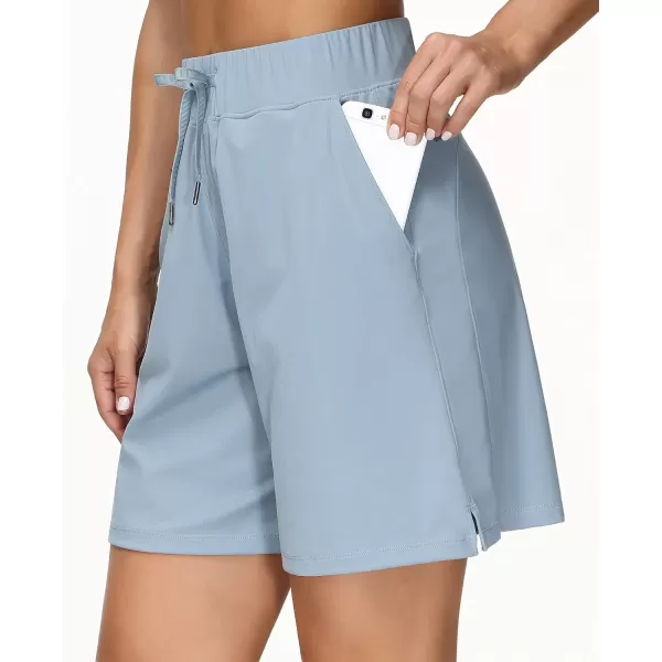 THE GYM PEOPLE Womens Running Shorts with Loose Fit Drawstring and Deep PocketsLight Blue