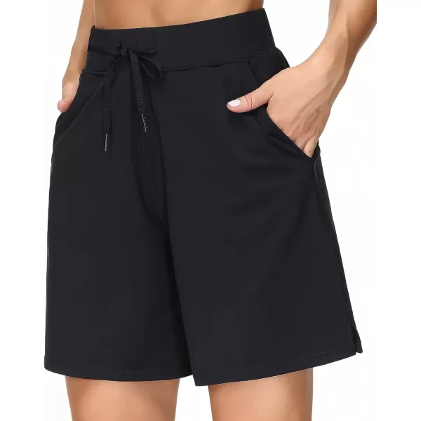THE GYM PEOPLE Womens Running Shorts with Loose Fit Drawstring and Deep PocketsPure Black