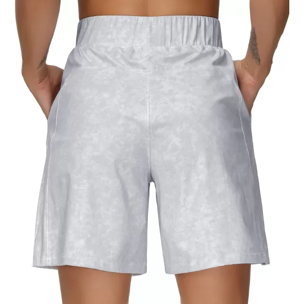 THE GYM PEOPLE Womens Running Shorts with Loose Fit Drawstring and Deep PocketsTie Dye White