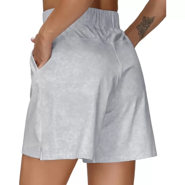 THE GYM PEOPLE Womens Running Shorts with Loose Fit Drawstring and Deep PocketsTie Dye White