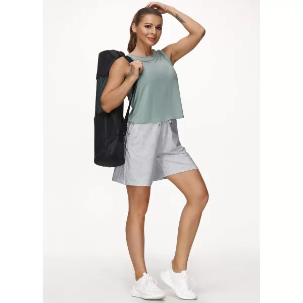 THE GYM PEOPLE Womens Running Shorts with Loose Fit Drawstring and Deep PocketsTie Dye White