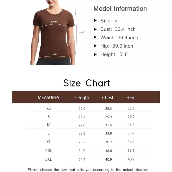 THE GYM PEOPLE Womens Seamless Workout TShirts Short Sleeve Slim Fit Shirts Breathable Running Tee TopsBrown