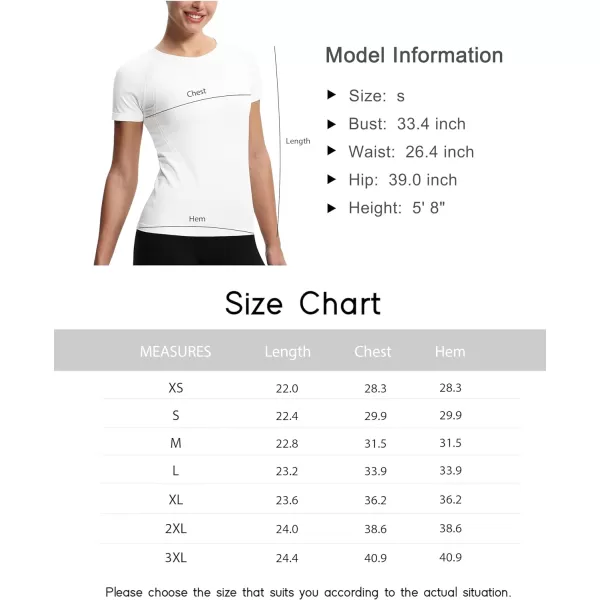 THE GYM PEOPLE Womens Seamless Workout TShirts Short Sleeve Slim Fit Shirts Breathable Running Tee TopsWhite