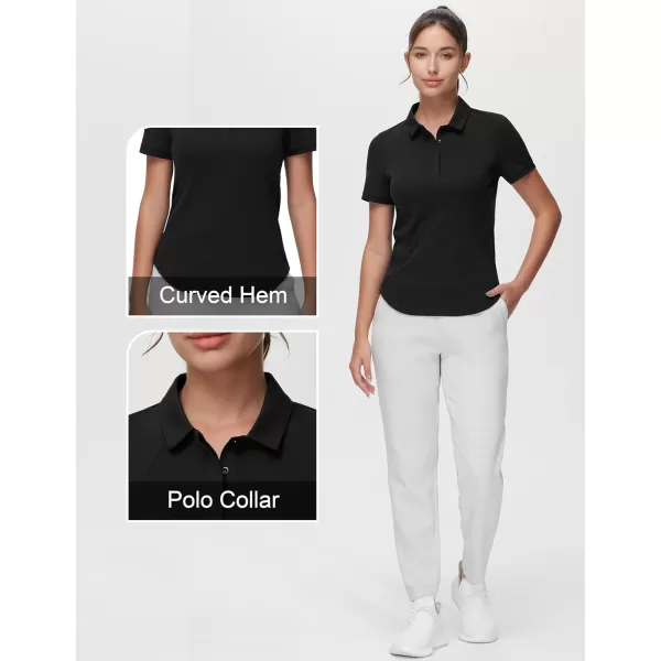 THE GYM PEOPLE Womens Short Sleeve Golf Polo Shirts Slim Fit Lightweight Running Tennis ShirtsBlack