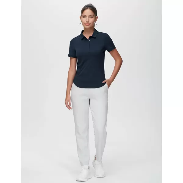THE GYM PEOPLE Womens Short Sleeve Golf Polo Shirts Slim Fit Lightweight Running Tennis ShirtsNavy Blue