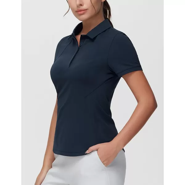 THE GYM PEOPLE Womens Short Sleeve Golf Polo Shirts Slim Fit Lightweight Running Tennis ShirtsNavy Blue