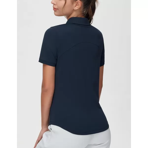 THE GYM PEOPLE Womens Short Sleeve Golf Polo Shirts Slim Fit Lightweight Running Tennis ShirtsNavy Blue