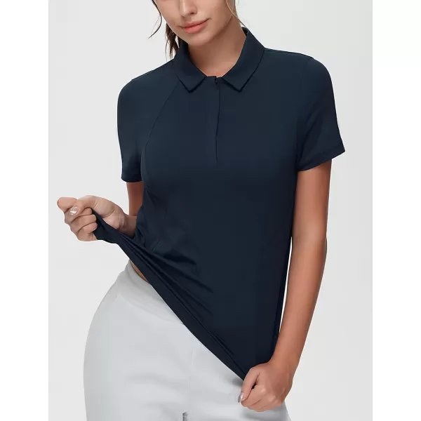 THE GYM PEOPLE Womens Short Sleeve Golf Polo Shirts Slim Fit Lightweight Running Tennis ShirtsNavy Blue