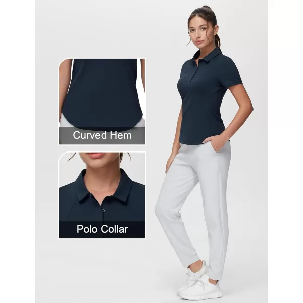 THE GYM PEOPLE Womens Short Sleeve Golf Polo Shirts Slim Fit Lightweight Running Tennis ShirtsNavy Blue