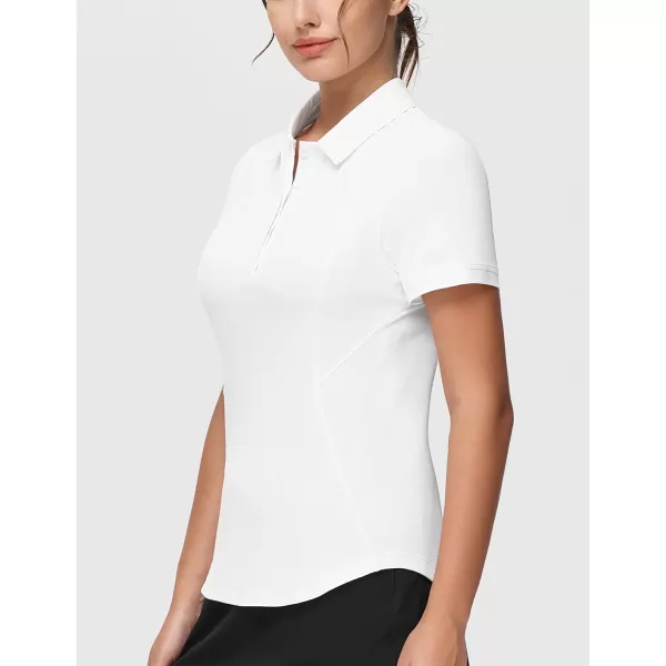 THE GYM PEOPLE Womens Short Sleeve Golf Polo Shirts Slim Fit Lightweight Running Tennis ShirtsWhite