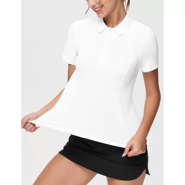 THE GYM PEOPLE Womens Short Sleeve Golf Polo Shirts Slim Fit Lightweight Running Tennis ShirtsWhite