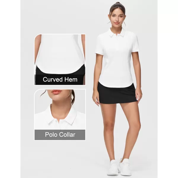 THE GYM PEOPLE Womens Short Sleeve Golf Polo Shirts Slim Fit Lightweight Running Tennis ShirtsWhite