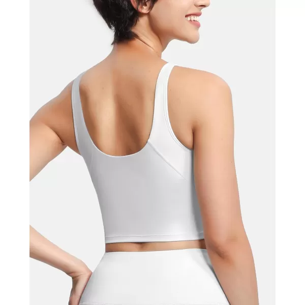 THE GYM PEOPLE Womens Sports Bra Longline Wirefree Padded with Medium SupportBright Grey