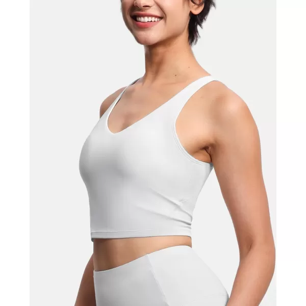 THE GYM PEOPLE Womens Sports Bra Longline Wirefree Padded with Medium SupportBright Grey