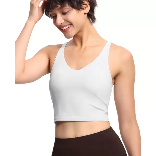 THE GYM PEOPLE Womens Sports Bra Longline Wirefree Padded with Medium SupportBright Grey