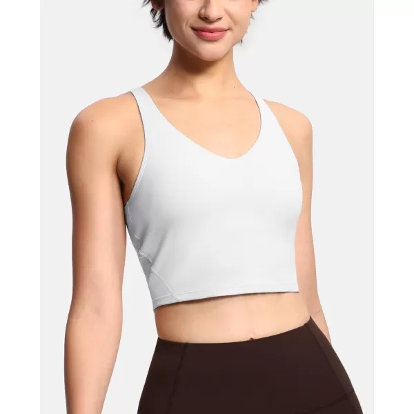 THE GYM PEOPLE Womens Sports Bra Longline Wirefree Padded with Medium SupportBright Grey