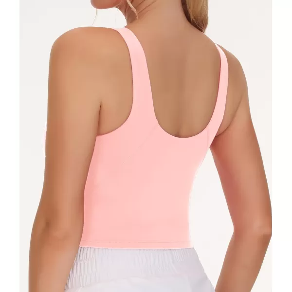 THE GYM PEOPLE Womens Sports Bra Sleeveless Workout Tank Tops Running Yoga Cropped Tops with Removable PaddedPink