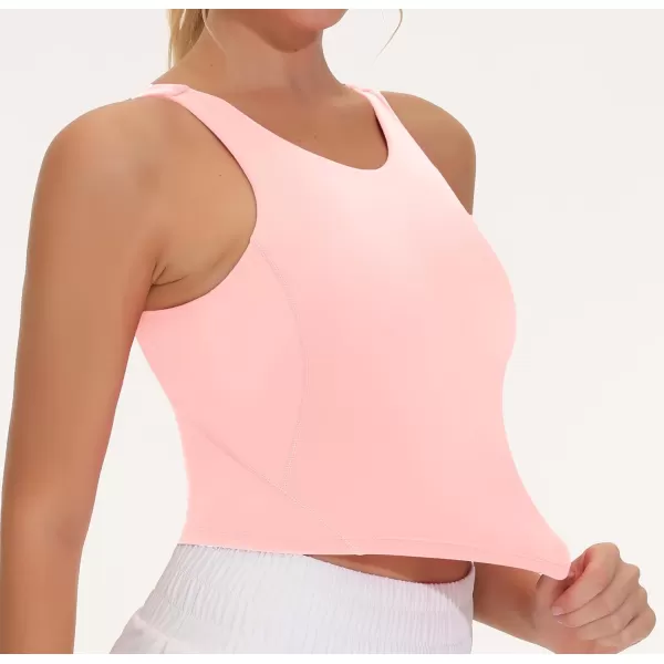 THE GYM PEOPLE Womens Sports Bra Sleeveless Workout Tank Tops Running Yoga Cropped Tops with Removable PaddedPink