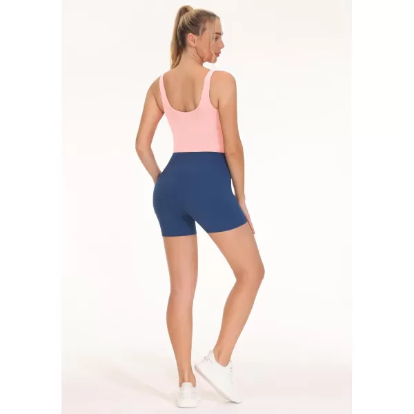 THE GYM PEOPLE Womens Sports Bra Sleeveless Workout Tank Tops Running Yoga Cropped Tops with Removable PaddedPink