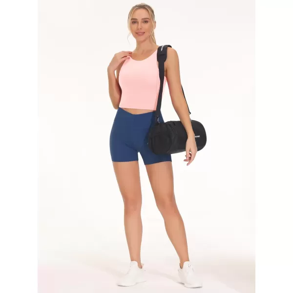 THE GYM PEOPLE Womens Sports Bra Sleeveless Workout Tank Tops Running Yoga Cropped Tops with Removable PaddedPink
