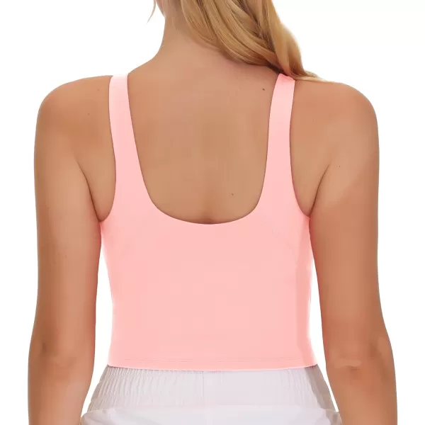 THE GYM PEOPLE Womens Sports Bra Sleeveless Workout Tank Tops Running Yoga Cropped Tops with Removable PaddedPink