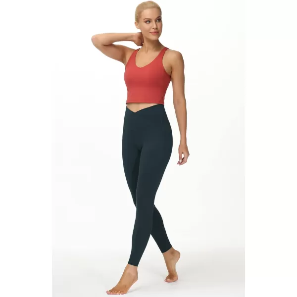 THE GYM PEOPLE Womens V Cross Waist Workout Leggings with Tummy Control and PocketsCharcoal Grey