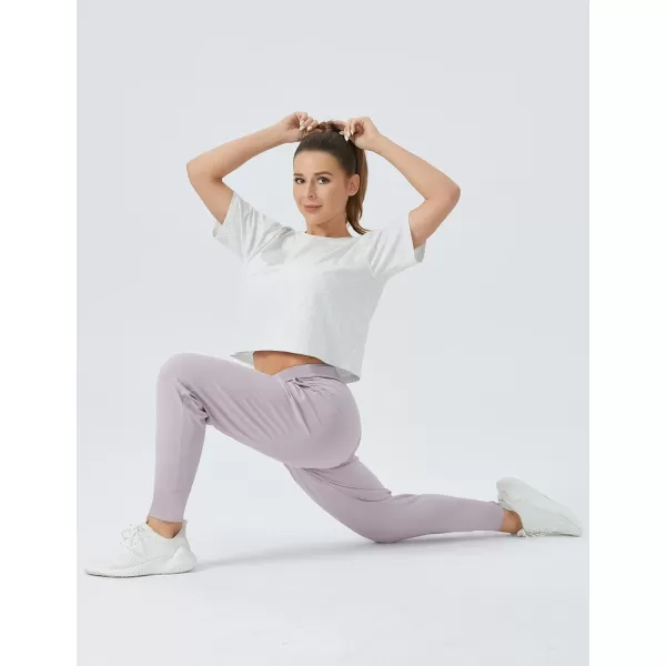 THE GYM PEOPLE Womens Workout Crop Top TShirt Short Sleeve Boxy Yoga Running Cropped Basic TeeHeather White