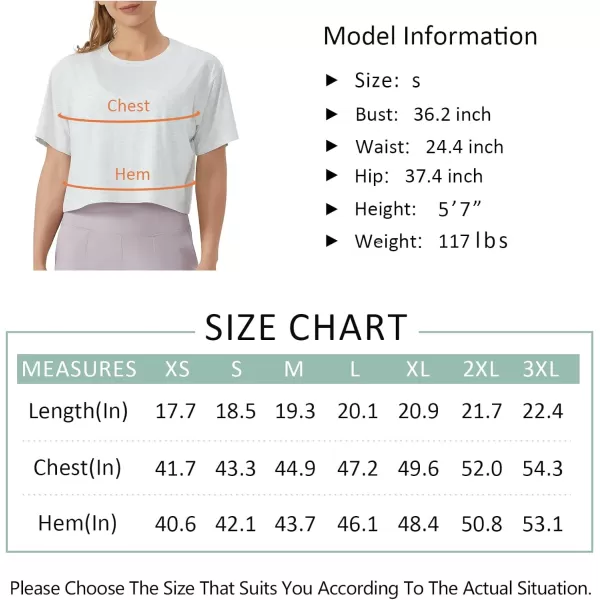 THE GYM PEOPLE Womens Workout Crop Top TShirt Short Sleeve Boxy Yoga Running Cropped Basic TeeHeather White