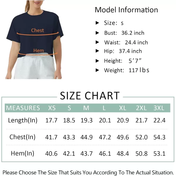 THE GYM PEOPLE Womens Workout Crop Top TShirt Short Sleeve Boxy Yoga Running Cropped Basic TeeNavy Blue