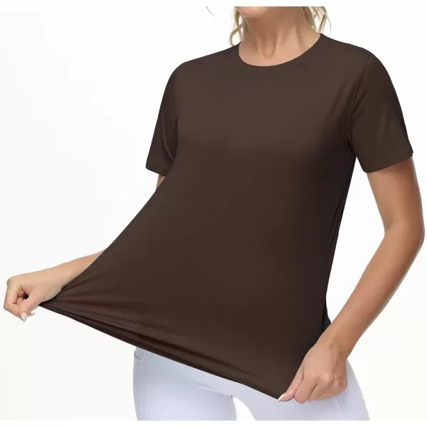 THE GYM PEOPLE Womens Workout Short Sleeve Breathable TShirts Athletic Yoga Tee TopsBrown