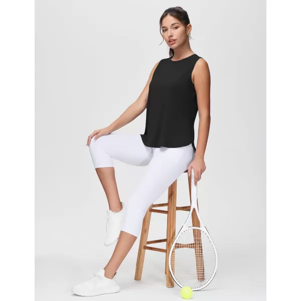 THE GYM PEOPLE Womens Workout Tank Tops Loose Fit Sleeveless Breathable Yoga Shirts with Side SlitsBlack