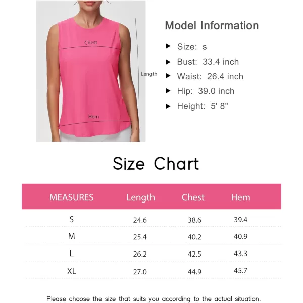 THE GYM PEOPLE Womens Workout Tank Tops Loose Fit Sleeveless Breathable Yoga Shirts with Side SlitsBright Pink