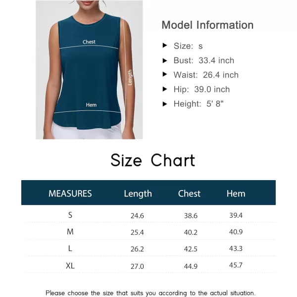 THE GYM PEOPLE Womens Workout Tank Tops Loose Fit Sleeveless Breathable Yoga Shirts with Side SlitsDark Blue Green