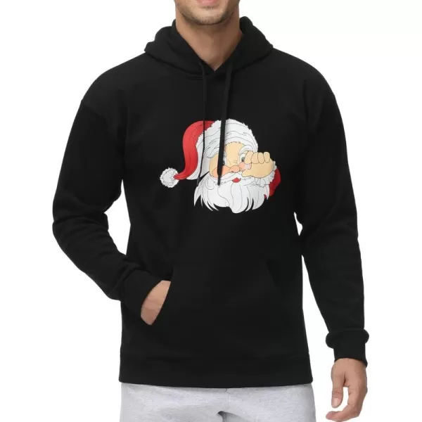 THE GYM PEOPLE Mens Pullover Hoodie in Loose fit Heavyweight Ultra Soft Fleece With PocketsSanta Print Black