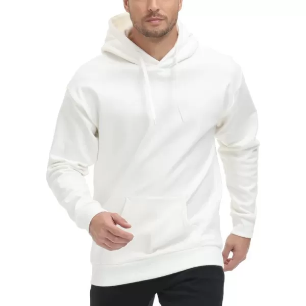 THE GYM PEOPLE Mens Pullover Hoodie in Loose fit Heavyweight Ultra Soft Fleece With PocketsWhite