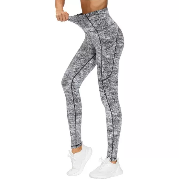 THE GYM PEOPLE Thick High Waist Yoga Pants with Pockets Tummy Control Workout Running Yoga Leggings for WomenBlack  White Jacquard