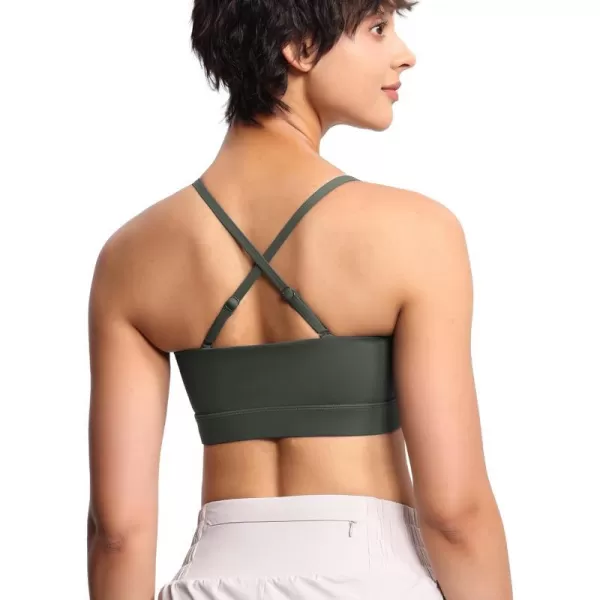 THE GYM PEOPLE Womens Adjustable Spaghetti Strap Sports Bras Wirefree Workout Tops with Removable PaddedBean Brown