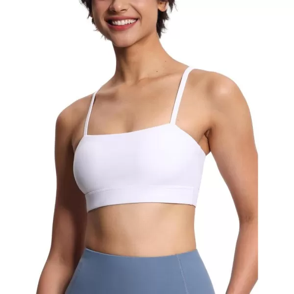 THE GYM PEOPLE Womens Adjustable Spaghetti Strap Sports Bras Wirefree Workout Tops with Removable PaddedWhite