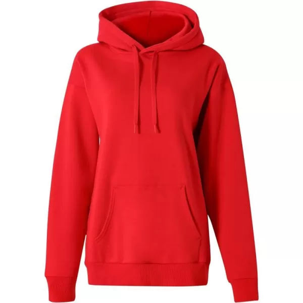 THE GYM PEOPLE Womens Basic Pullover Hoodie Loose fit Ultra Soft Fleece hooded Sweatshirt With PocketsFleece Linedred