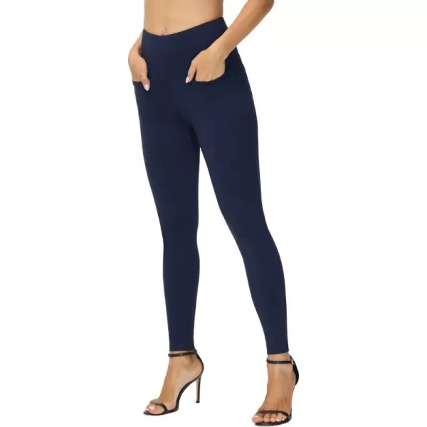 THE GYM PEOPLE Womens Casual Yoga Leggings High Waisted Tummy Control Workout Pants with 4 PocketsNavy Blue