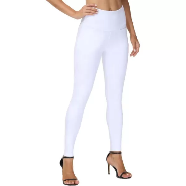 THE GYM PEOPLE Womens Casual Yoga Leggings High Waisted Tummy Control Workout Pants with 4 PocketsWhite