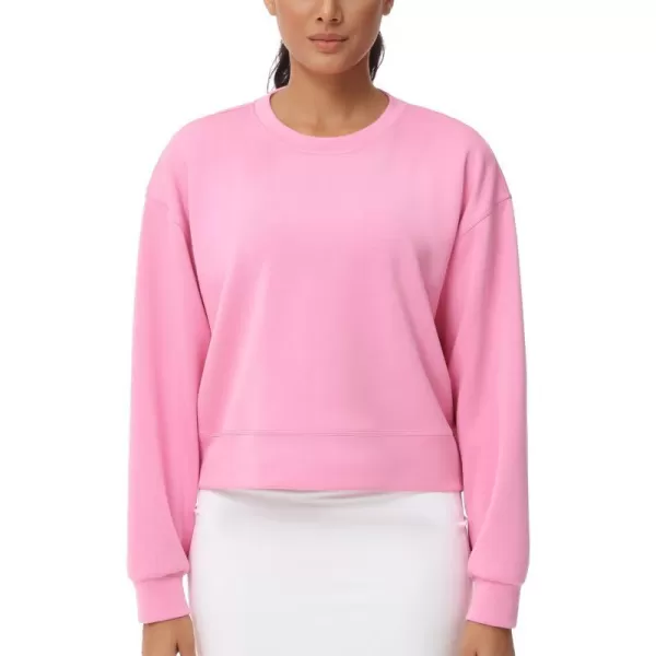 THE GYM PEOPLE Womens Crewneck Cropped Pullover Sweatshirt Cute Basic Long Sleeves Workout TopsPink