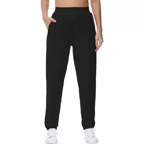 THE GYM PEOPLE Womens Fleece Sweatpants Warm Workout Joggers Pants with PocketsBlack