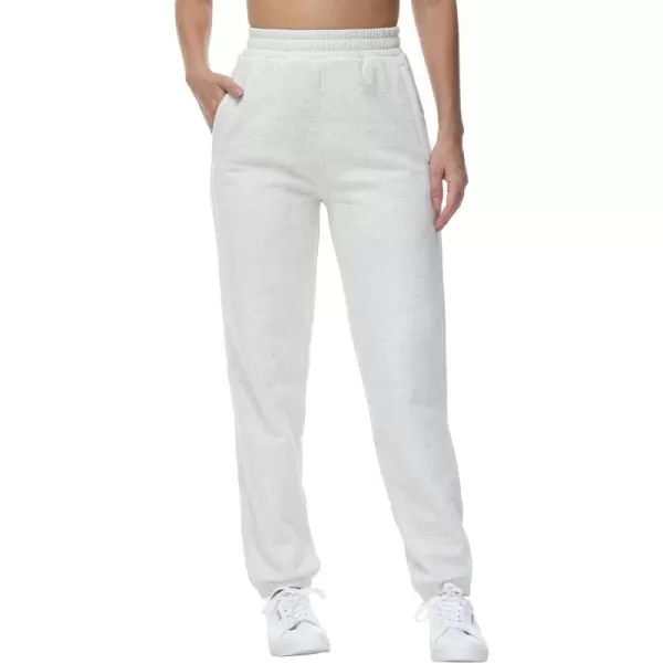 THE GYM PEOPLE Womens Fleece Sweatpants Warm Workout Joggers Pants with PocketsHeather White