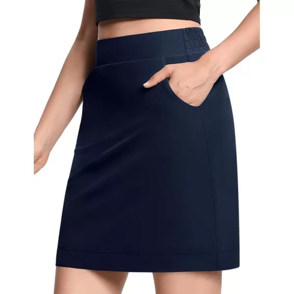 THE GYM PEOPLE Womens Golf Skorts Modest Knee Length Athletic Tennis Skirts Builtin Shorts with 4 PocketsBlue