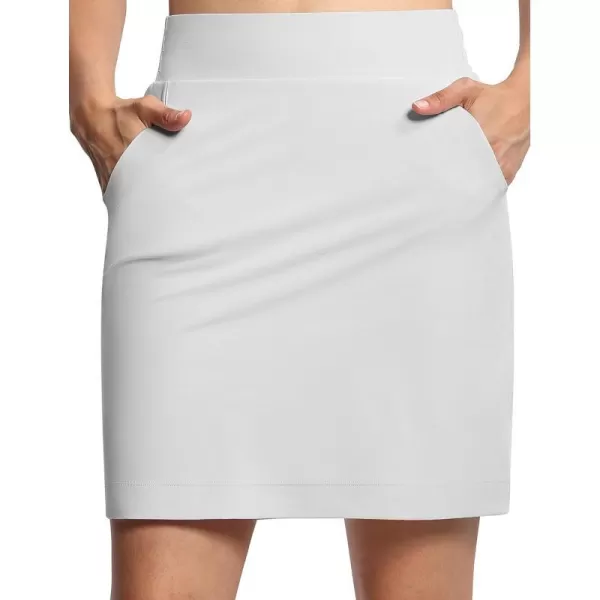 THE GYM PEOPLE Womens Golf Skorts Modest Knee Length Athletic Tennis Skirts Builtin Shorts with 4 PocketsBright Grey